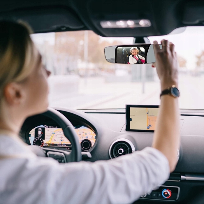 Lusterko do Obserwacji Dziecka w Podróży Aucie Samochodzie Bezpieczne 360° Sposób montażu pasek z regulowaną klamrą