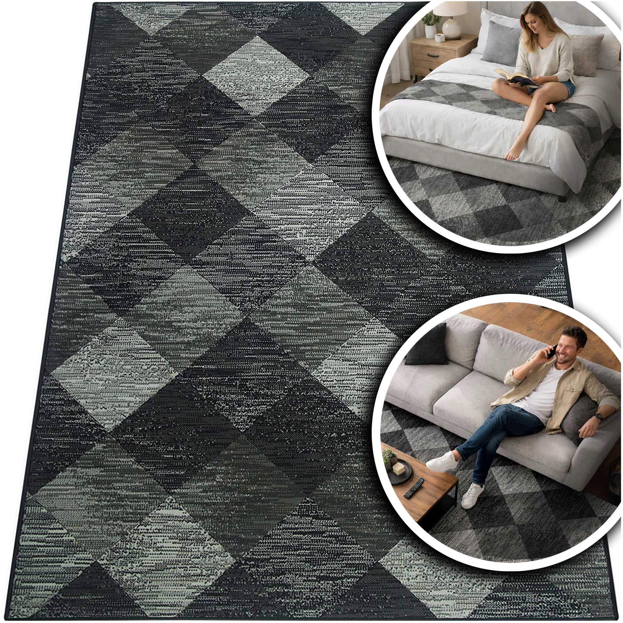 Šedý Koberec Do Obývacího Pokoje Venezia Černý Koberec Do Předsíně Pokoje 200x290