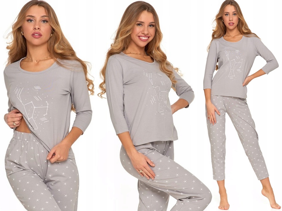 Moraj Piżama Damska 3/4 Rękaw Spodnie długie 3700-014 Szara *L*