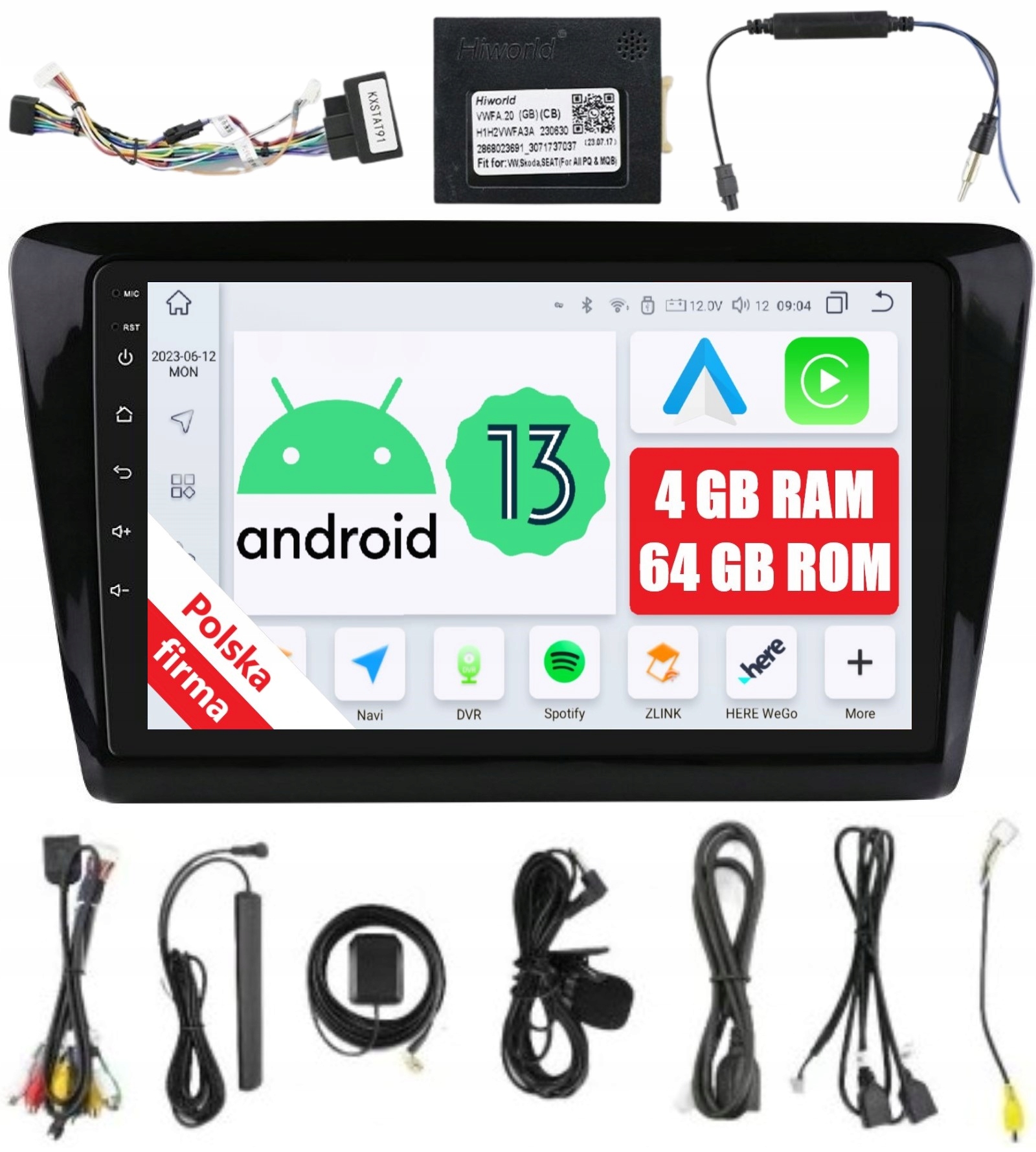 Navigace 2DIN Android Skoda Rapid 2 II Seat Toledo 4 IV 4/64 Gb Lte Dsp
