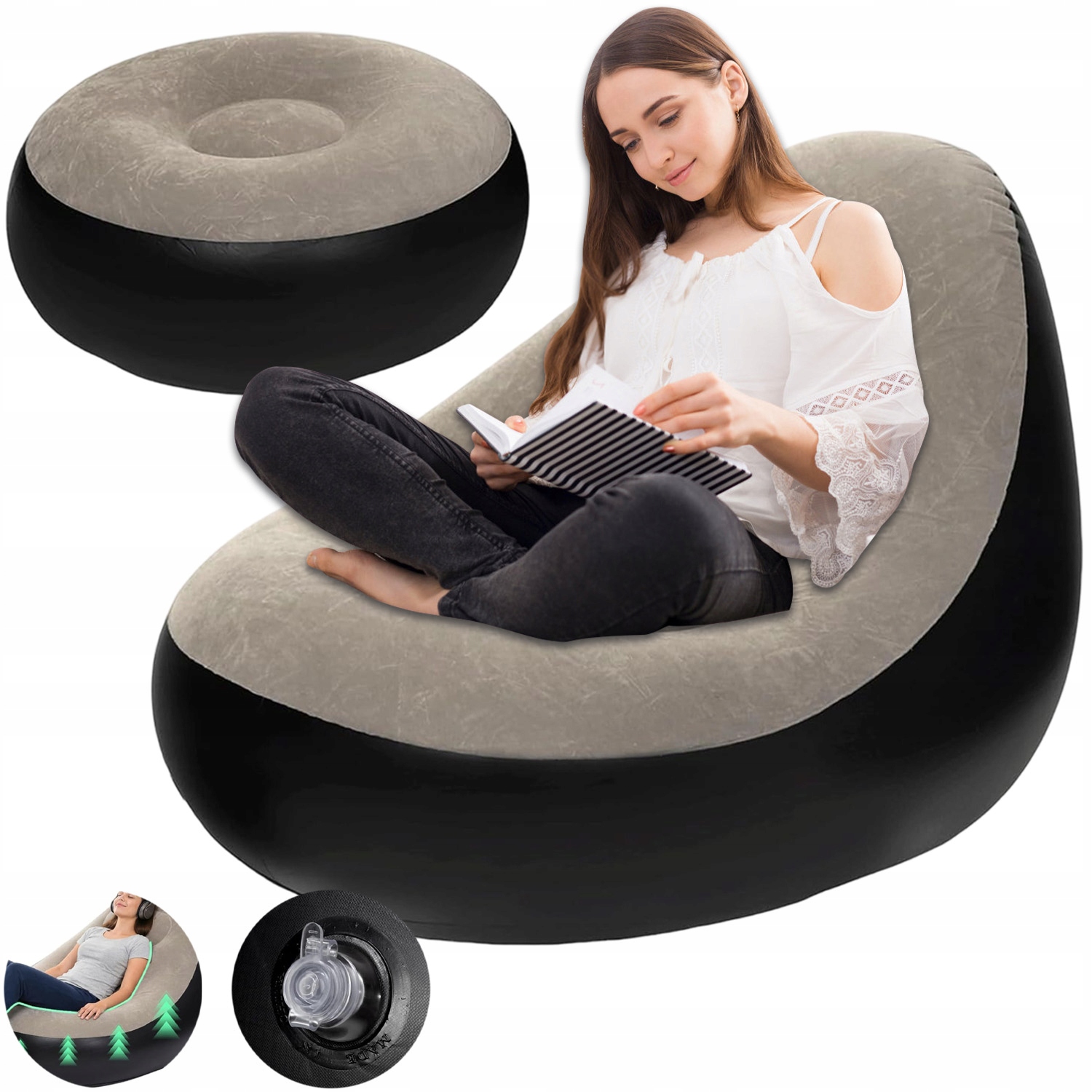 Zesílená Lazy Bag Air Nafukovací Matrace S Podnožkou