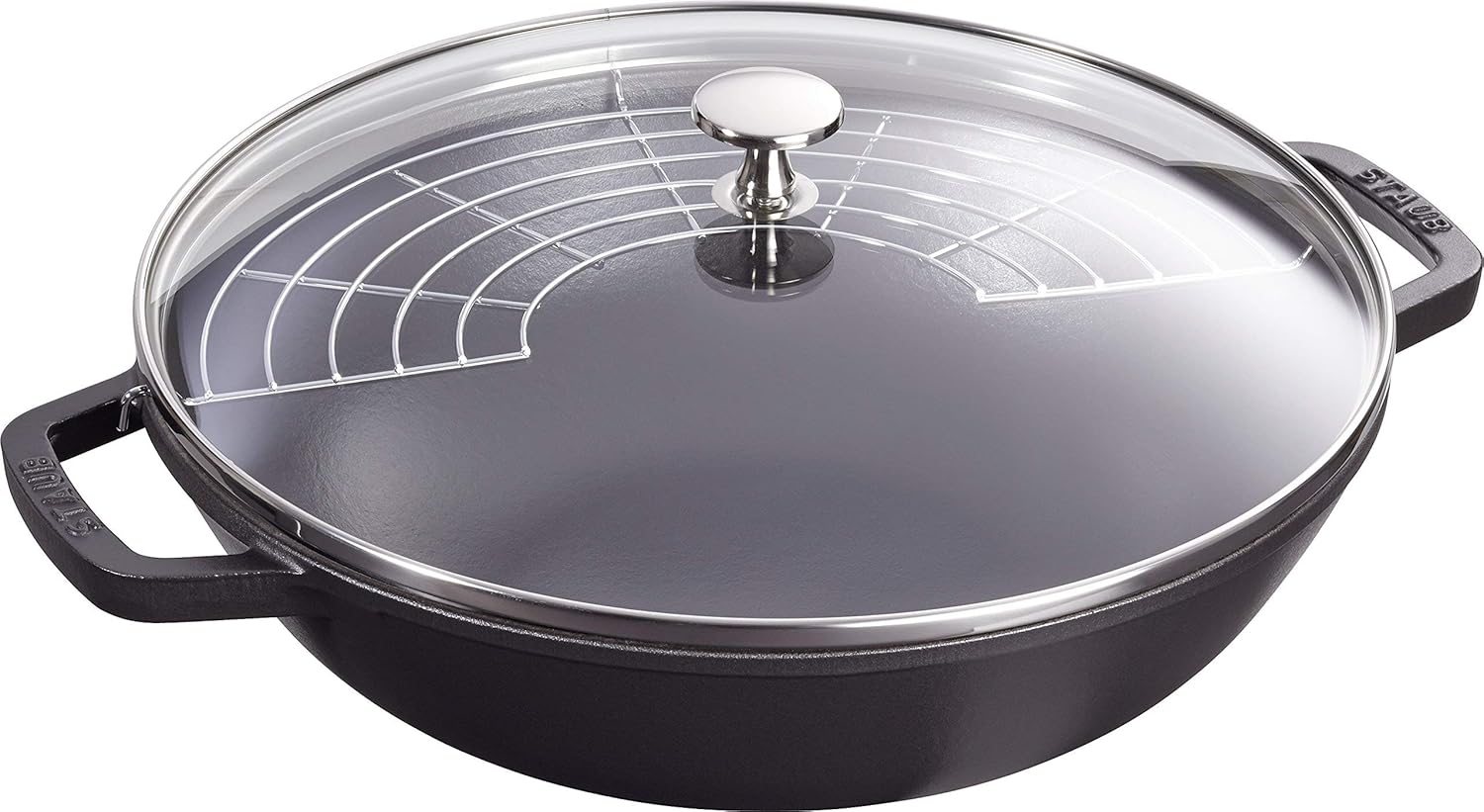 Staub Wok żeliwny z pokrywką 30 cm, czarny