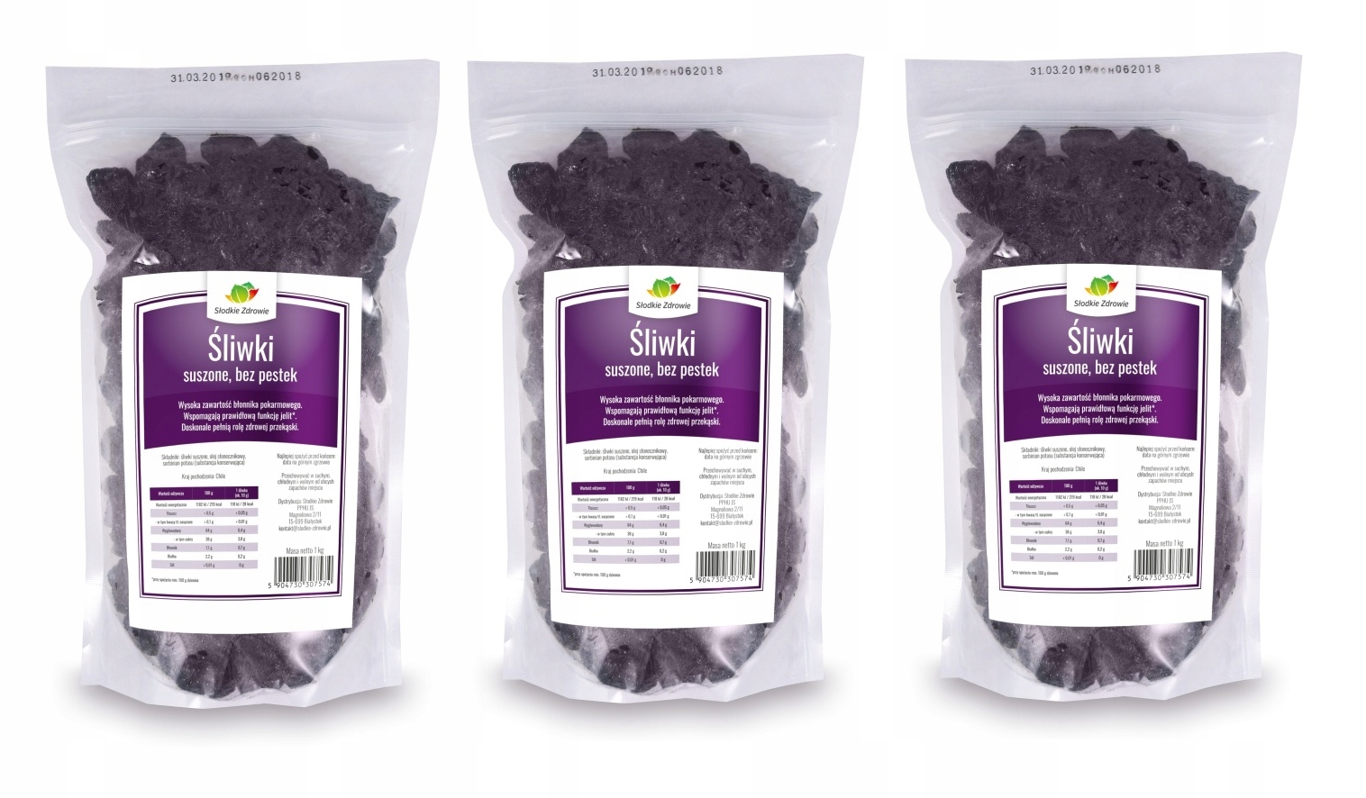 Levně Sušené Švestky 3 x 1 kg Bez Pecek Čerstvé sada