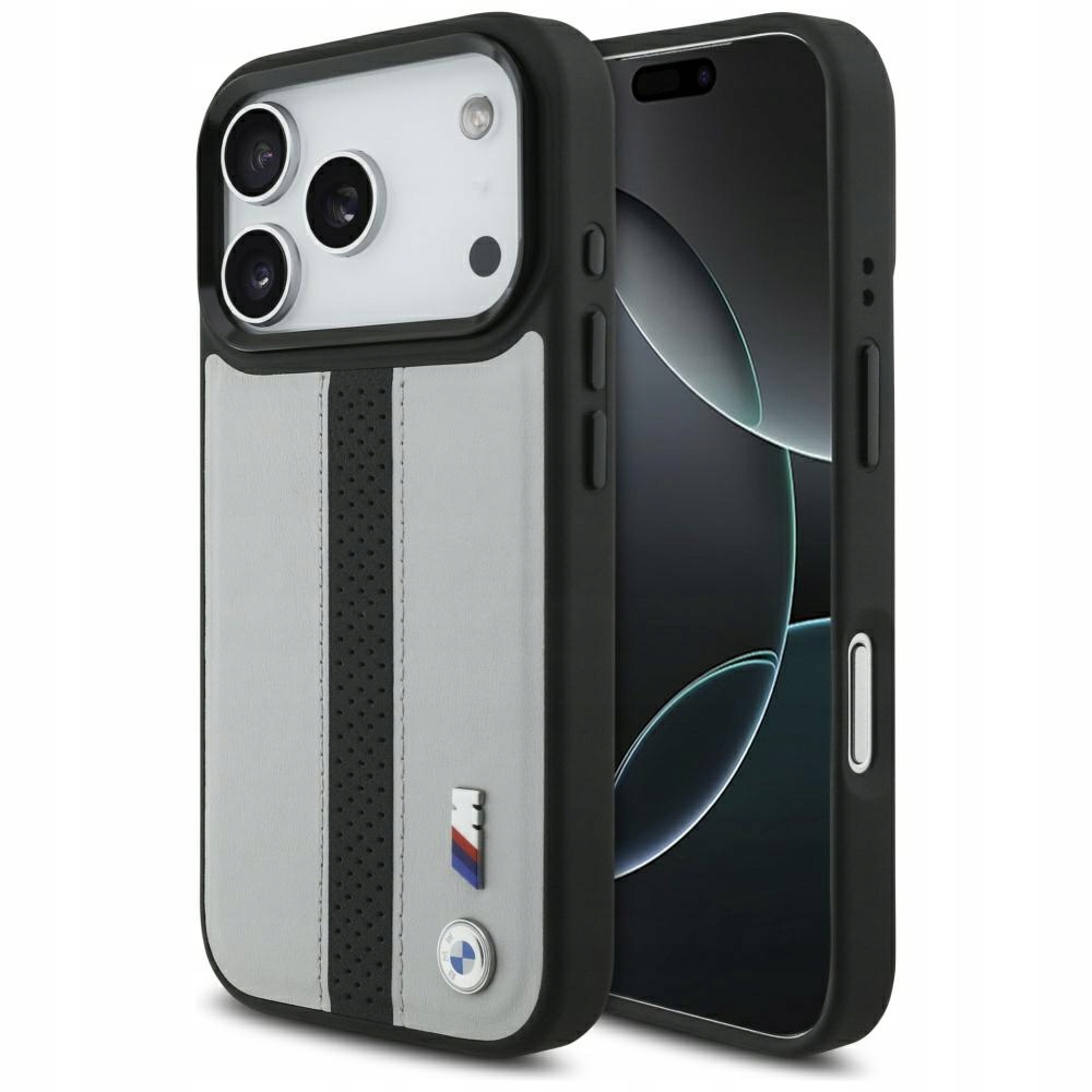 Pouzdro Bmw M Perforated Stripe Logo MagSafe pro iPhone 17 Pro šedé