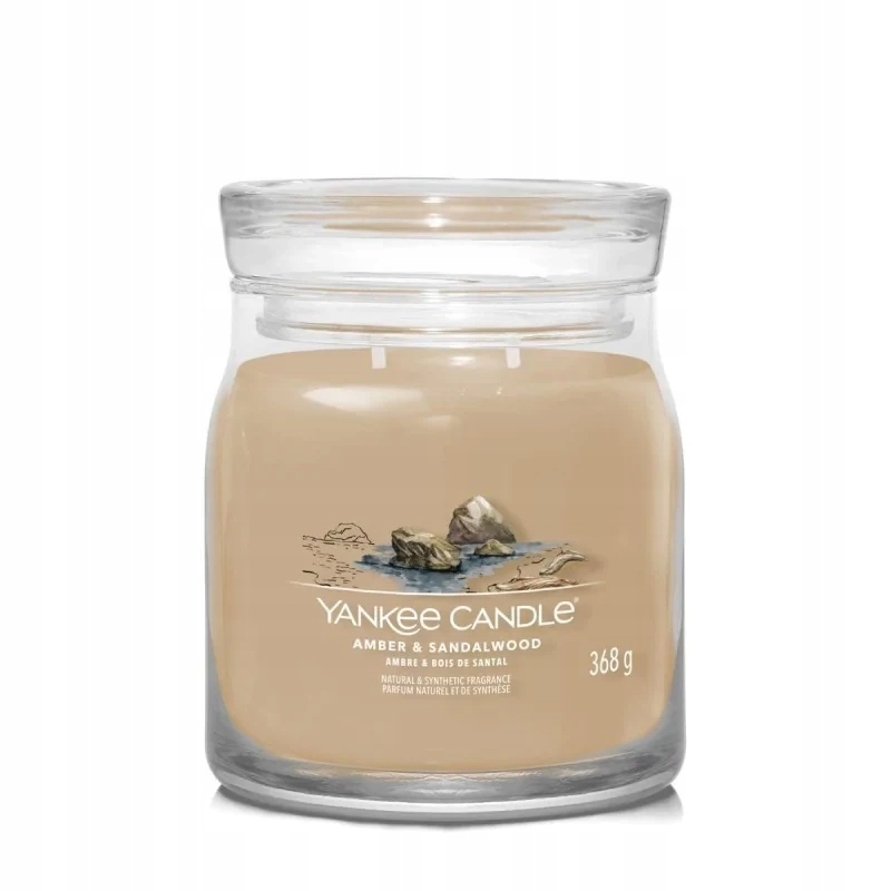 Yankee Candle Amber & Sandalwood střední sójová svíčka se dvěma knoty 368 g