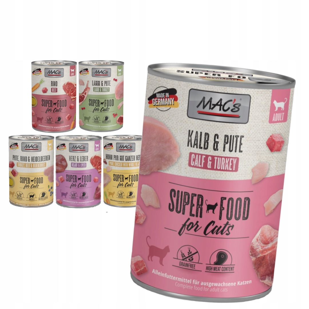 Levně MAC's 6x400g Vlhké Krmivo pro dospělé kočky Mix 6 příchutí