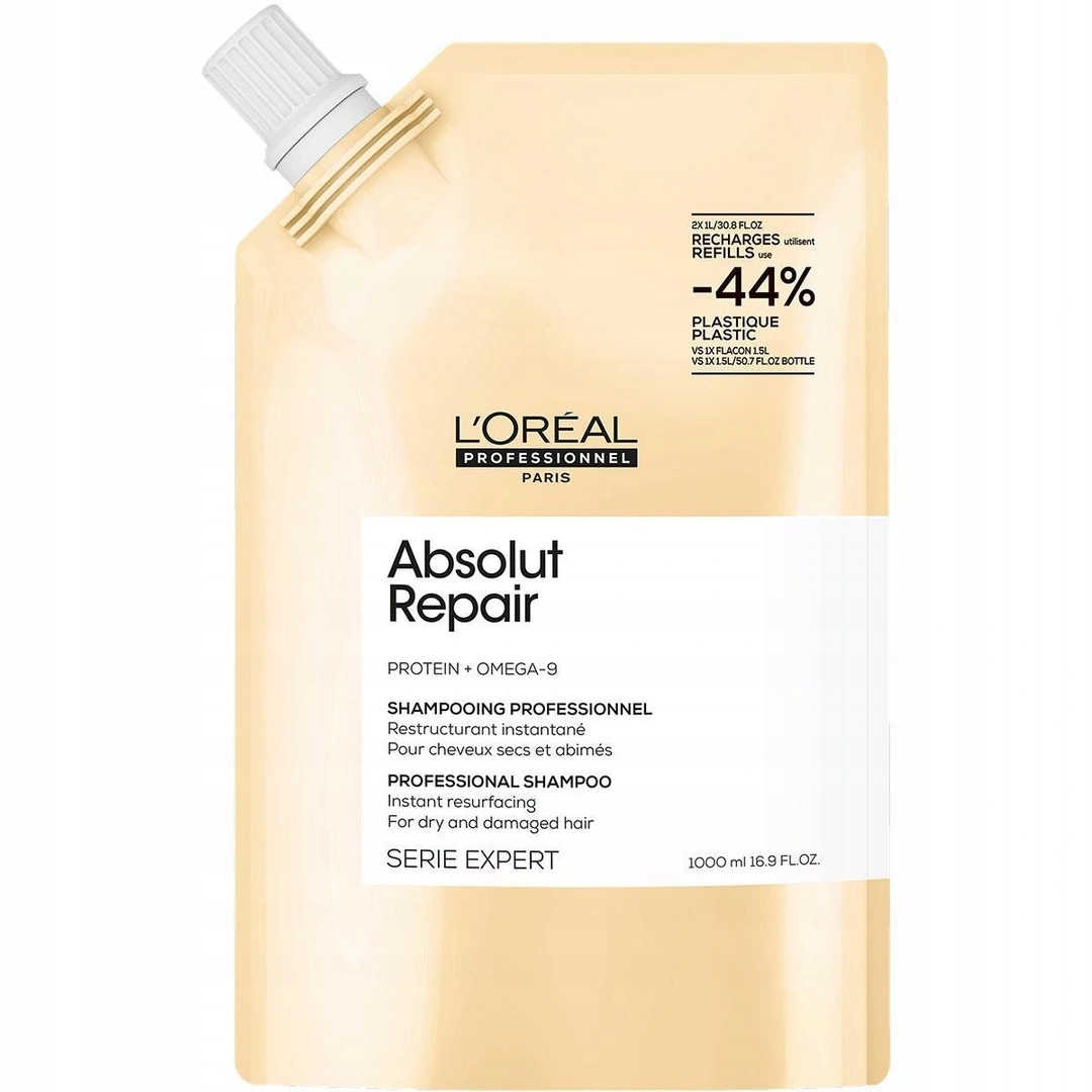 L'Oreal Absolut Repair Gold Szampon do Włosów Zniszczonych Refil 1000ml