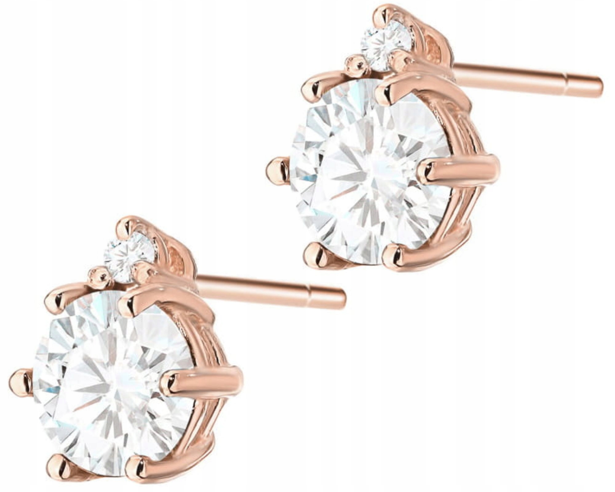 Růžové Zlaté Náušnice Ryzost 585 Přírodní Kameny Bílý Safír A Diamanty