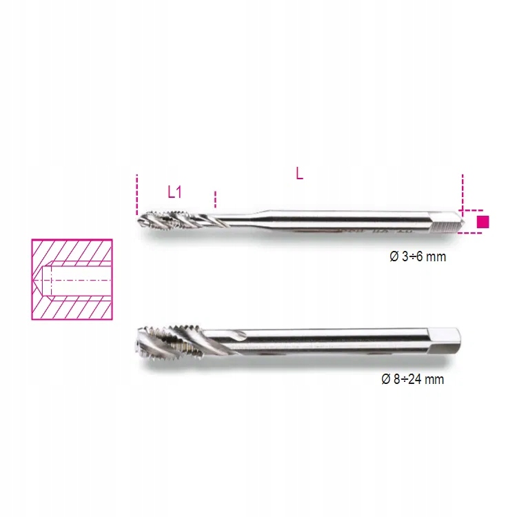 Gwintownik maszynowy HSS-CO 5% kobaltowe do otworów nieprzelotowych M4x0,7
