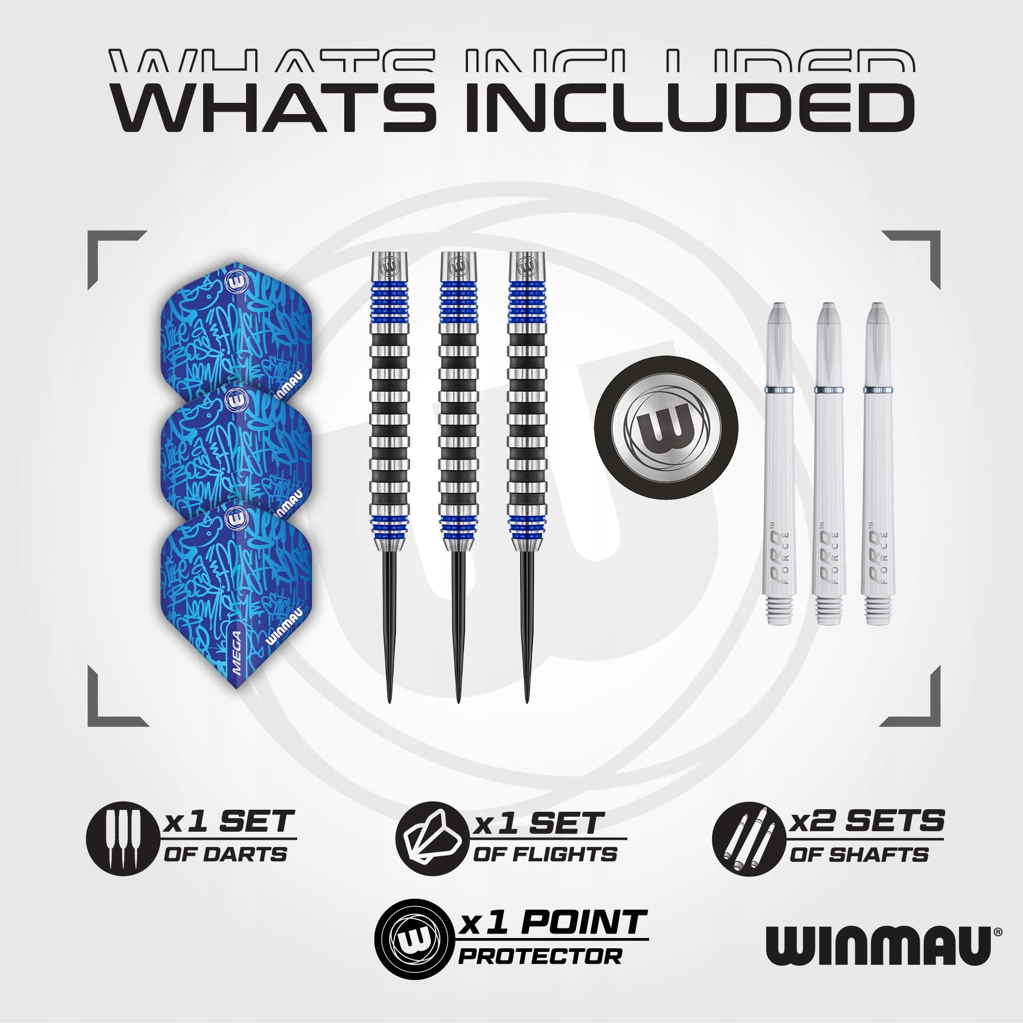 WINMAU Advance 500 Niebieskie Rzutki 22g Z Piórkami I Trzonkami — miniatura 2