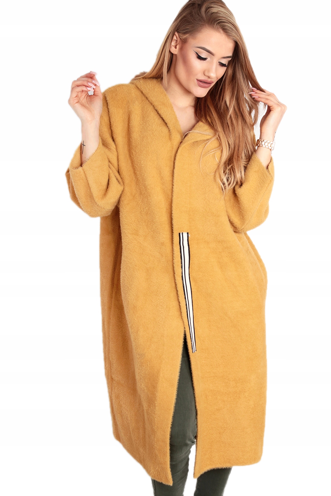 

Płaszcz Alpaka Kaptur Plus Size Musztarda 1955