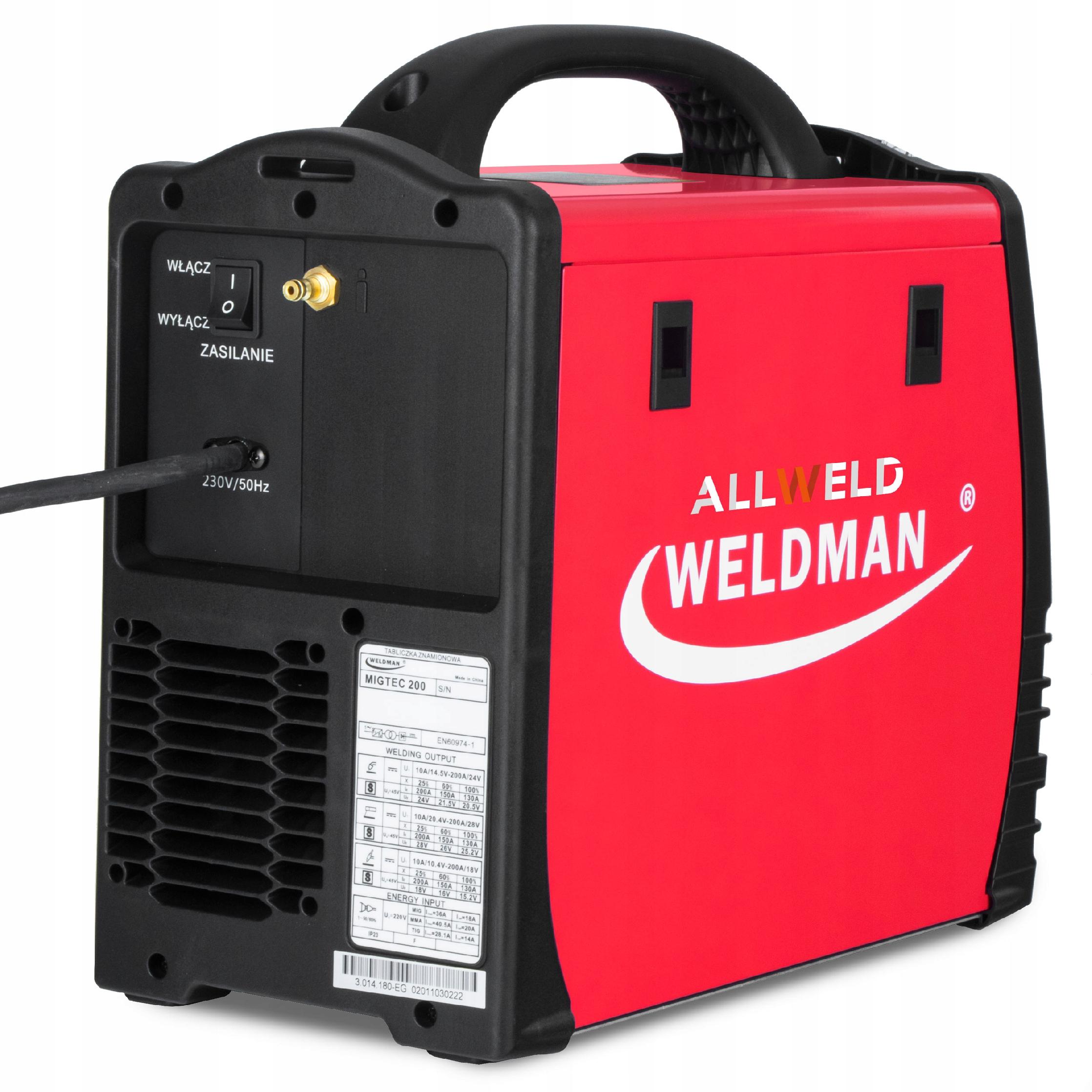 PÓŁAUTOMAT SPAWALNICZY WELDMAN MIGTEC 200 MIG MMA TIG 230V 200A SYNERGIA Model WELDMAN MIGTEC 200