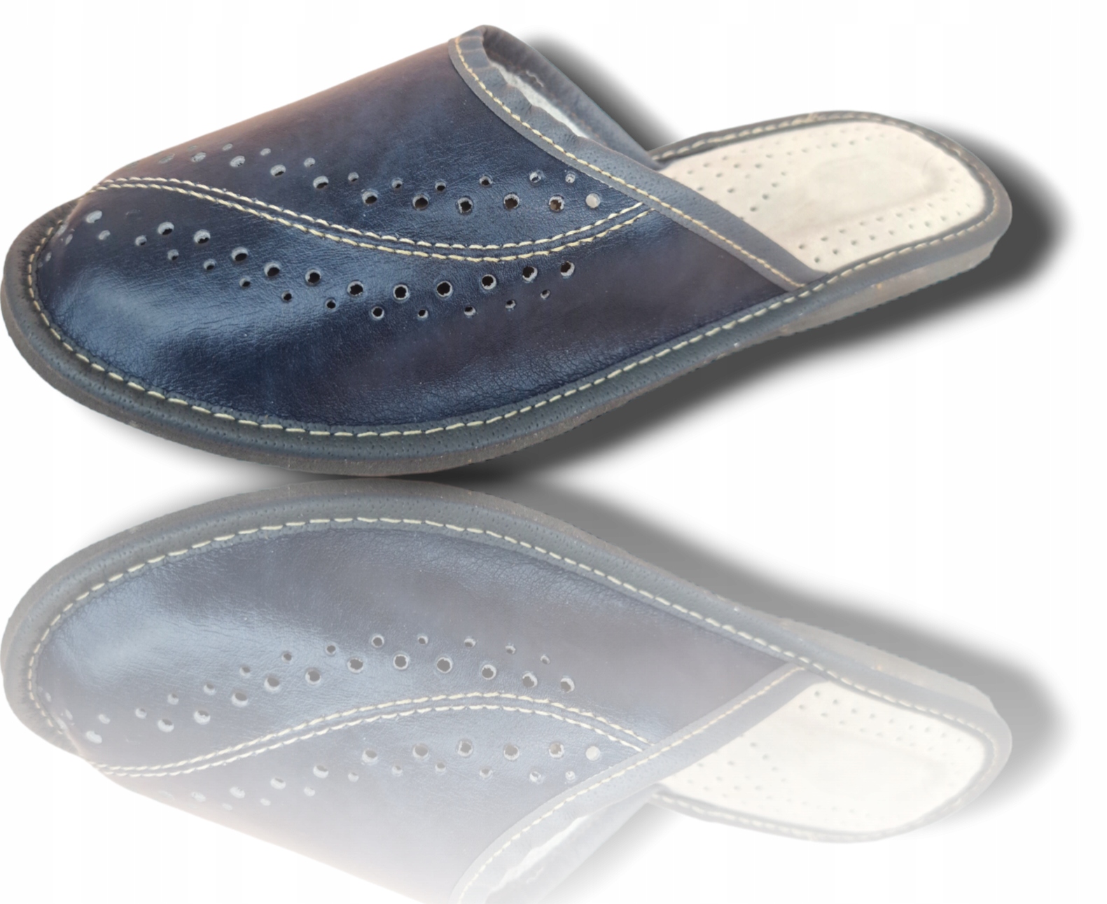 Pantofle Klapki Męskie Skórzane Rozmiar 40 Wsuwane Granatowe Rozmiary 40-46 Marka inna