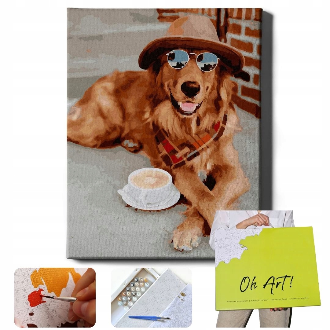 Obrázky pro malování podle čísel Pes Malování podle čísel S Rámem Oh Art!