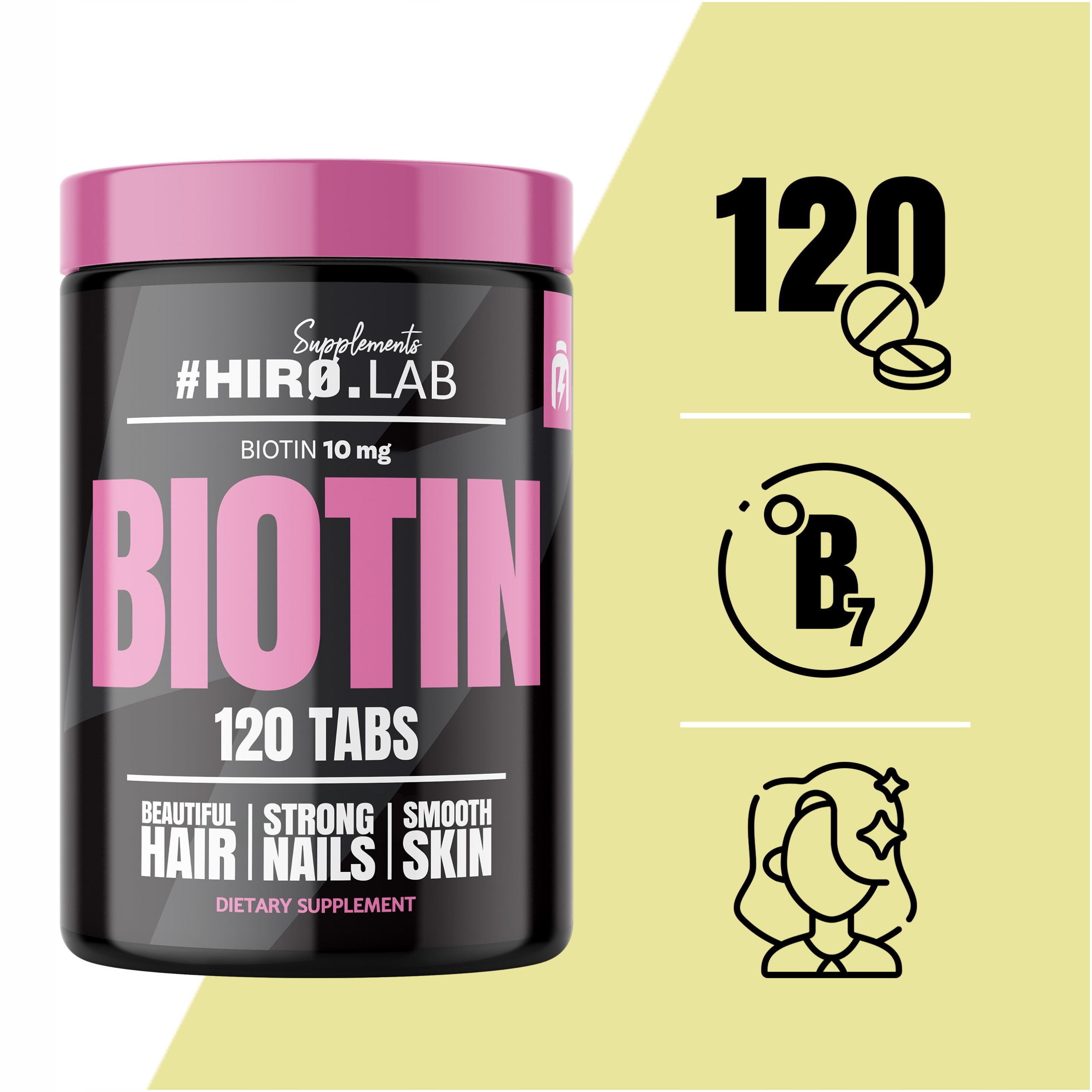 Hiro.Lab Biotin 120t BIOTYNA WŁOSY SKÓRA PAZNOKCIE EAN (GTIN) 5060727121377