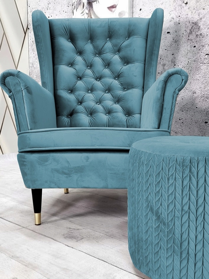 FOTEL USZAK GLAMOUR CHESTERFIELD PODNÓŻEK PREMIUM Kod producenta PREMIUM