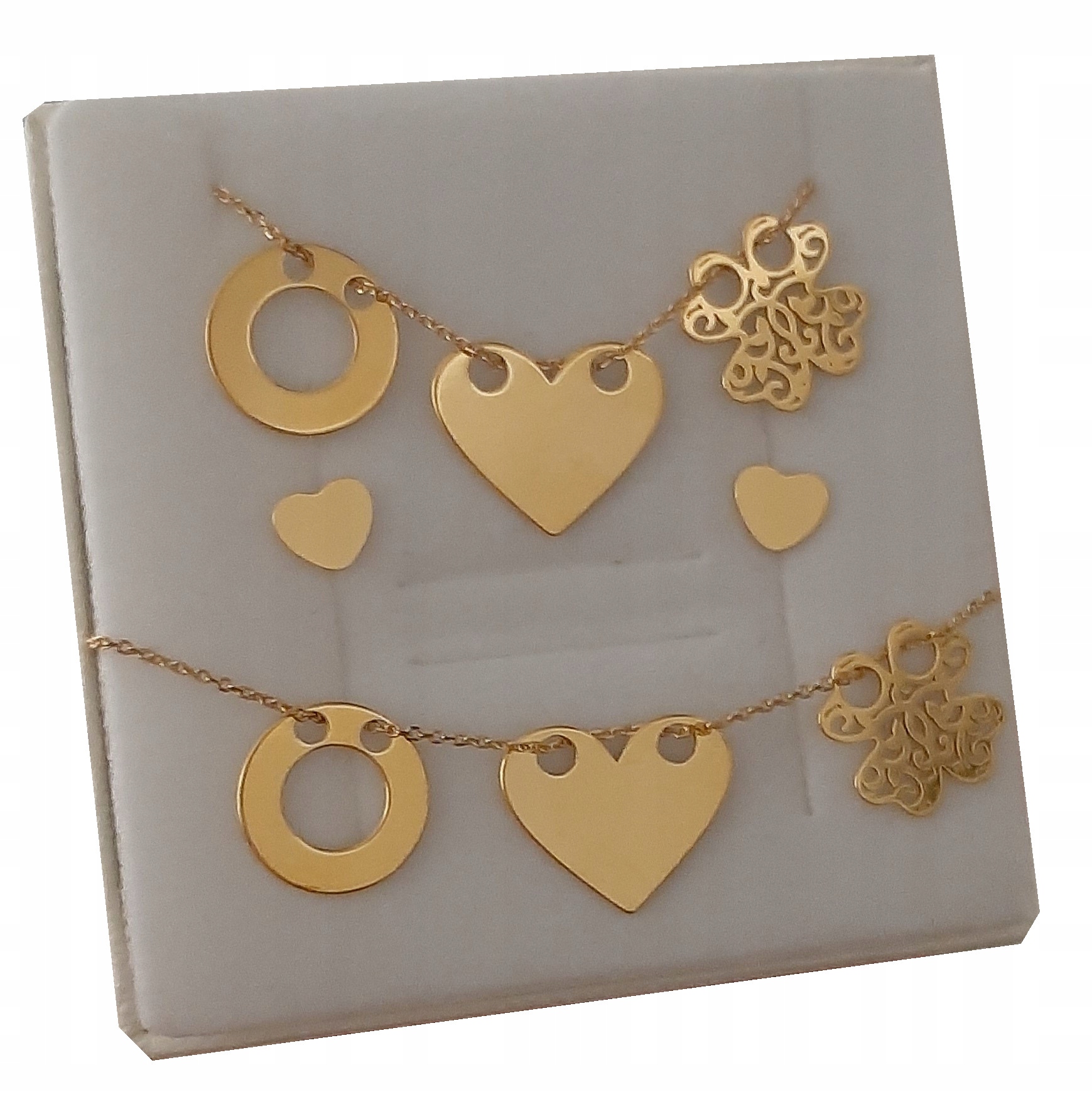 

Złoty Komplet Celebrytka 3 Zawieszki srebro 925