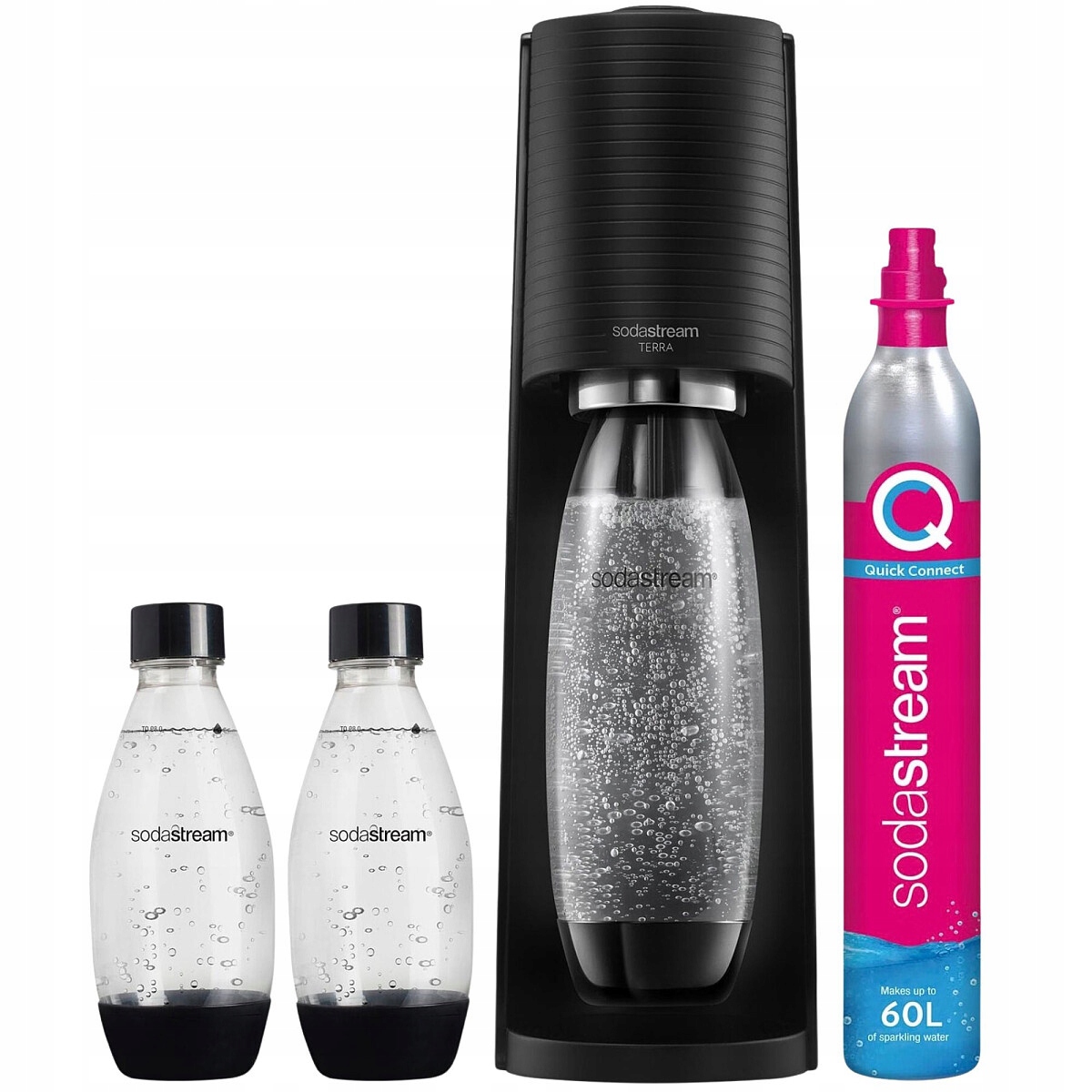 Saturátor perlivej vody Sodastream Terra čierny 3x fľaša bombička