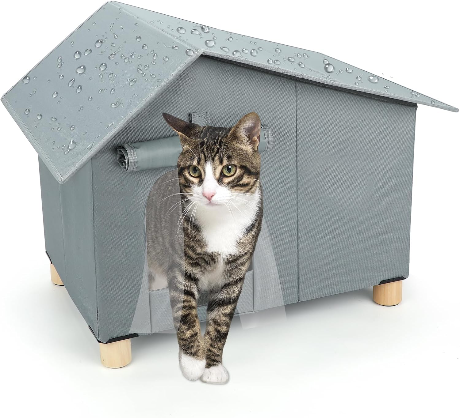 Levně Skládací voděodolný domeček pro kočky pro venkovní použití s měkkou podložkou