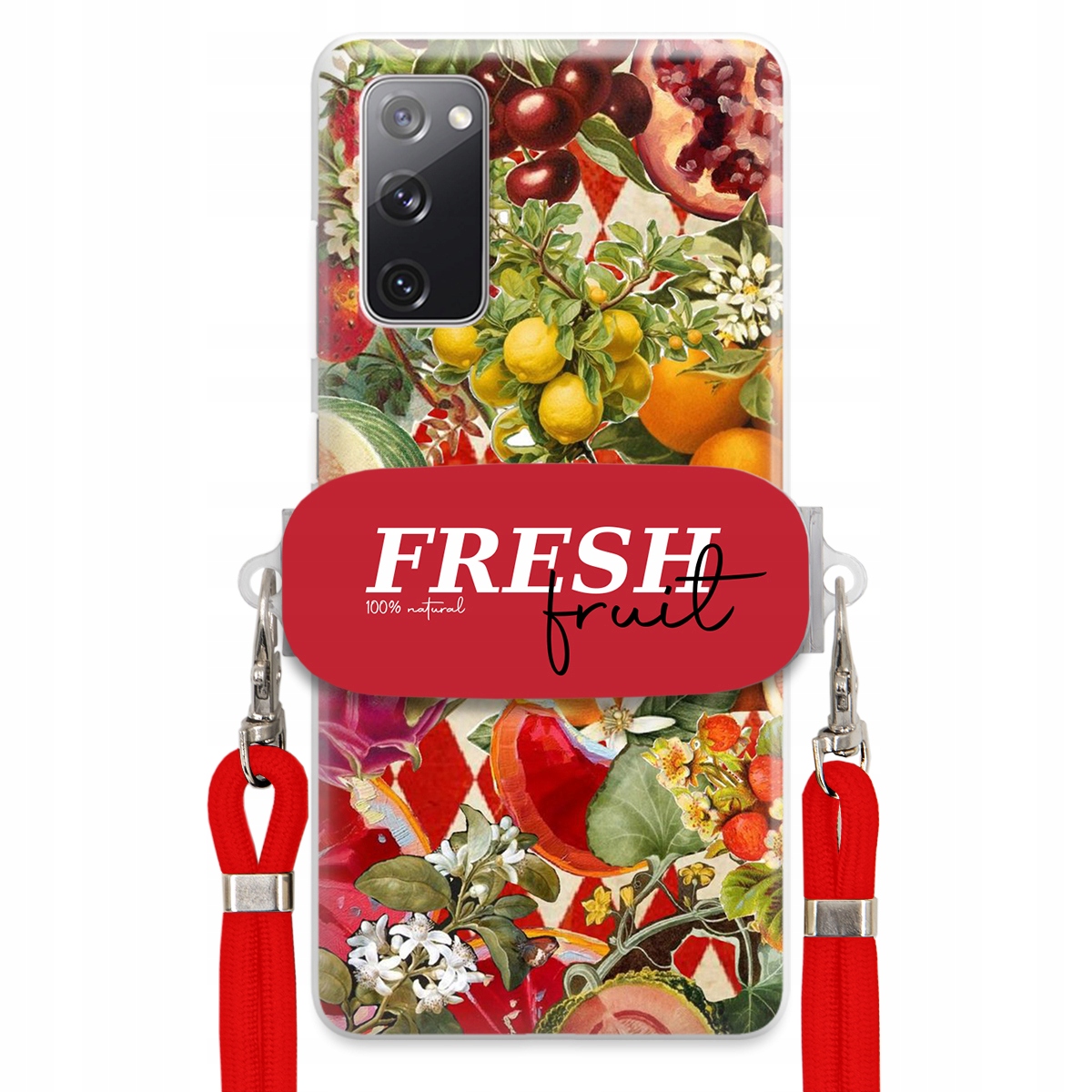 Pouzdro pro Samsung S20 Lite Červené Crossbody vodítko Držák Fresh Fruit