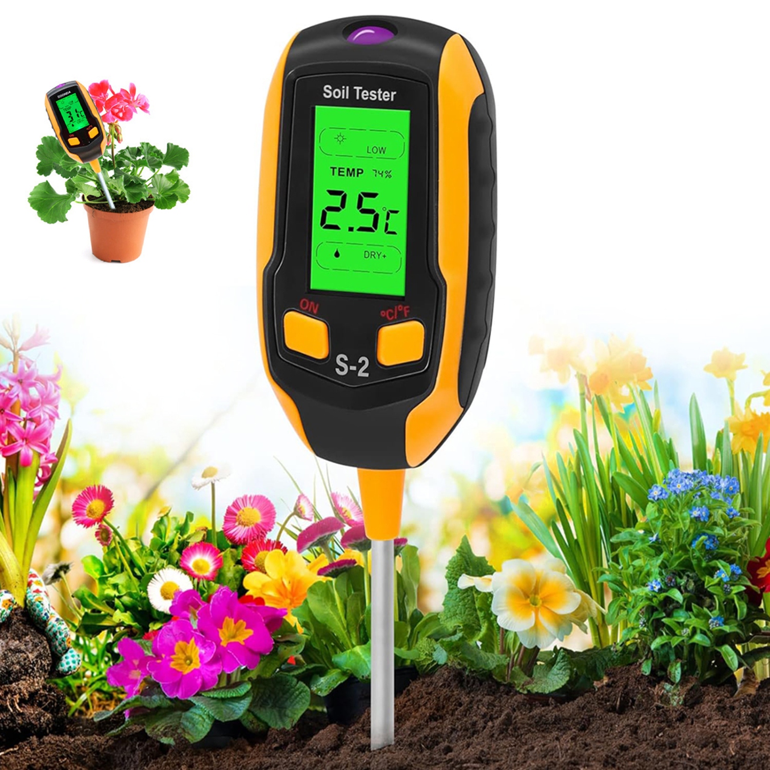 Kyselinoměr Tester LCD displej 5V1 Sonda S Vysokou Citlivostí Pro Zahrady