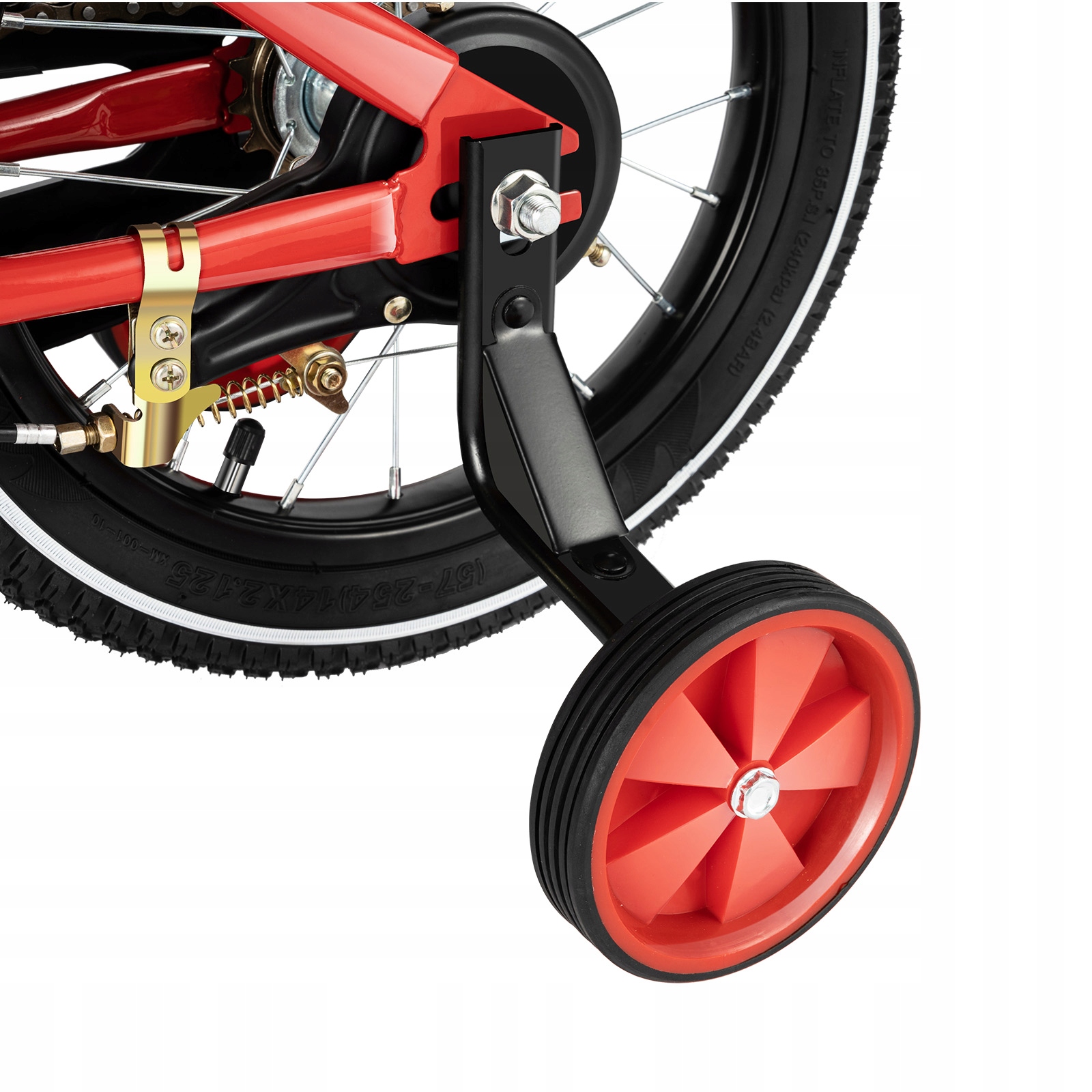 14-CALOWY ROWER DZIECIĘCY CZERWONY ROWER DZIECIĘCY Z KOŁAMI PODPOROWYMI Waga 50 kg