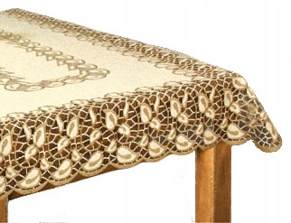

Obrus żakardowy prostokąt 160x120 cm krem/c.złoto