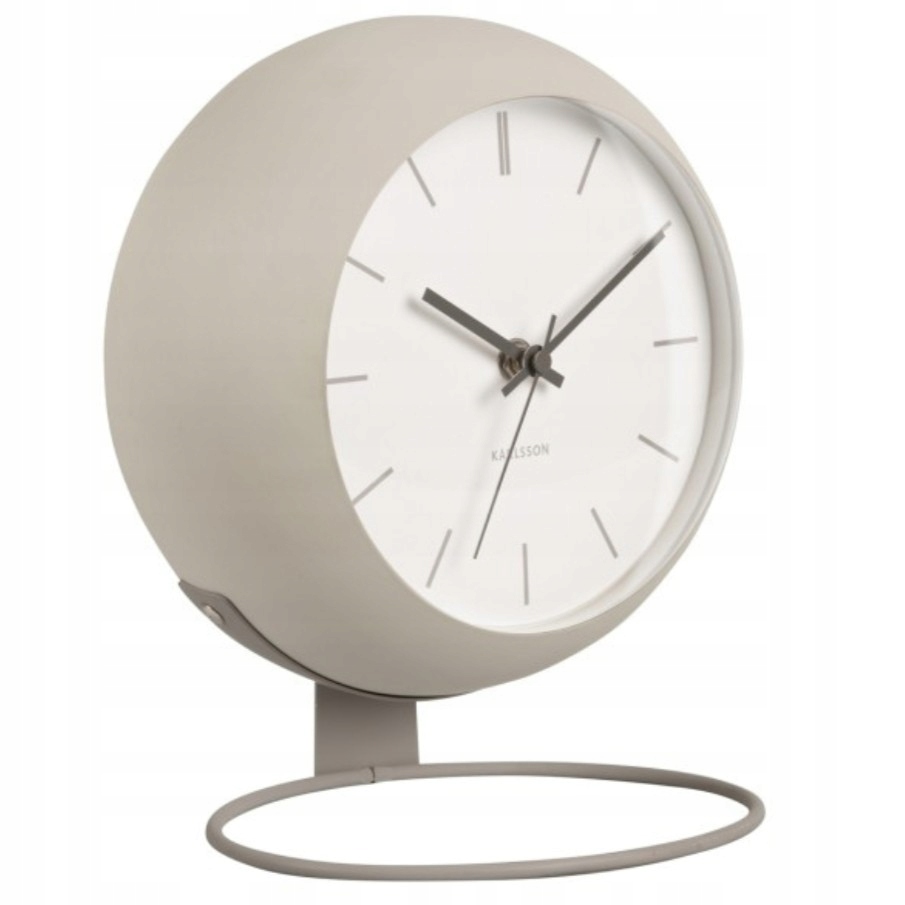 Stojící stolní hodiny kulatý, šedé, moderní, na baterie Nirvana