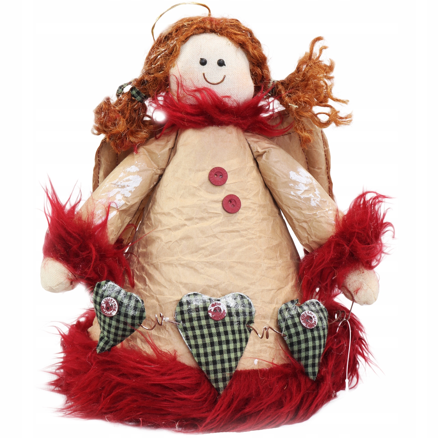 Anioł z naturalnych materiałów czerwony 28 cm