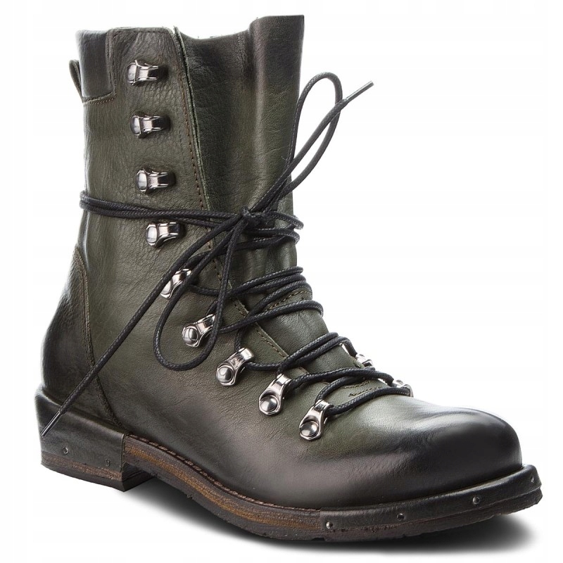 Eva Minge Dámské Kotníkové Boty Khaki Kožené 36 3B9G7* 36 3B9