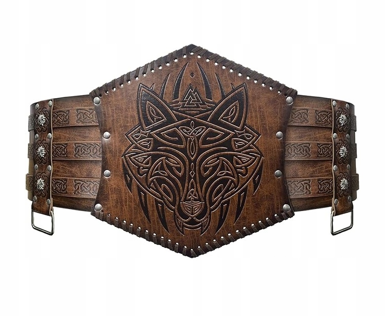 Kostým Pásek Zbroj Rytíře Kožený středověký hnědý vikingský pancíř