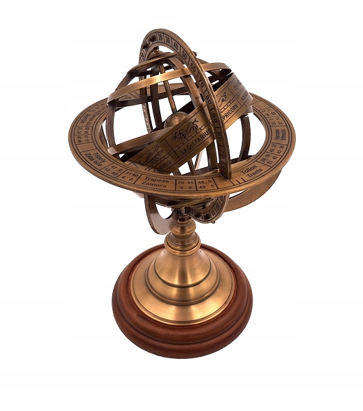 Mosadzné Astrolabium – Výška 21 cm – Elegantná dekorácia