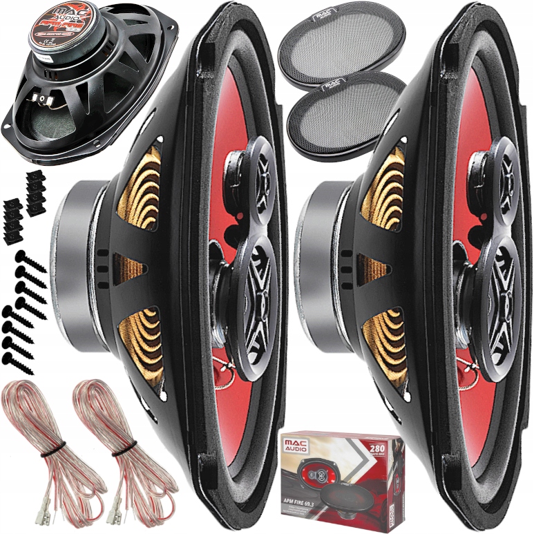 MOCNE GŁOŚNIKI SAMOCHODOWE MAC AUDIO ELIPSY OWALNE 280W 6X9&quot; MASKOWNICE