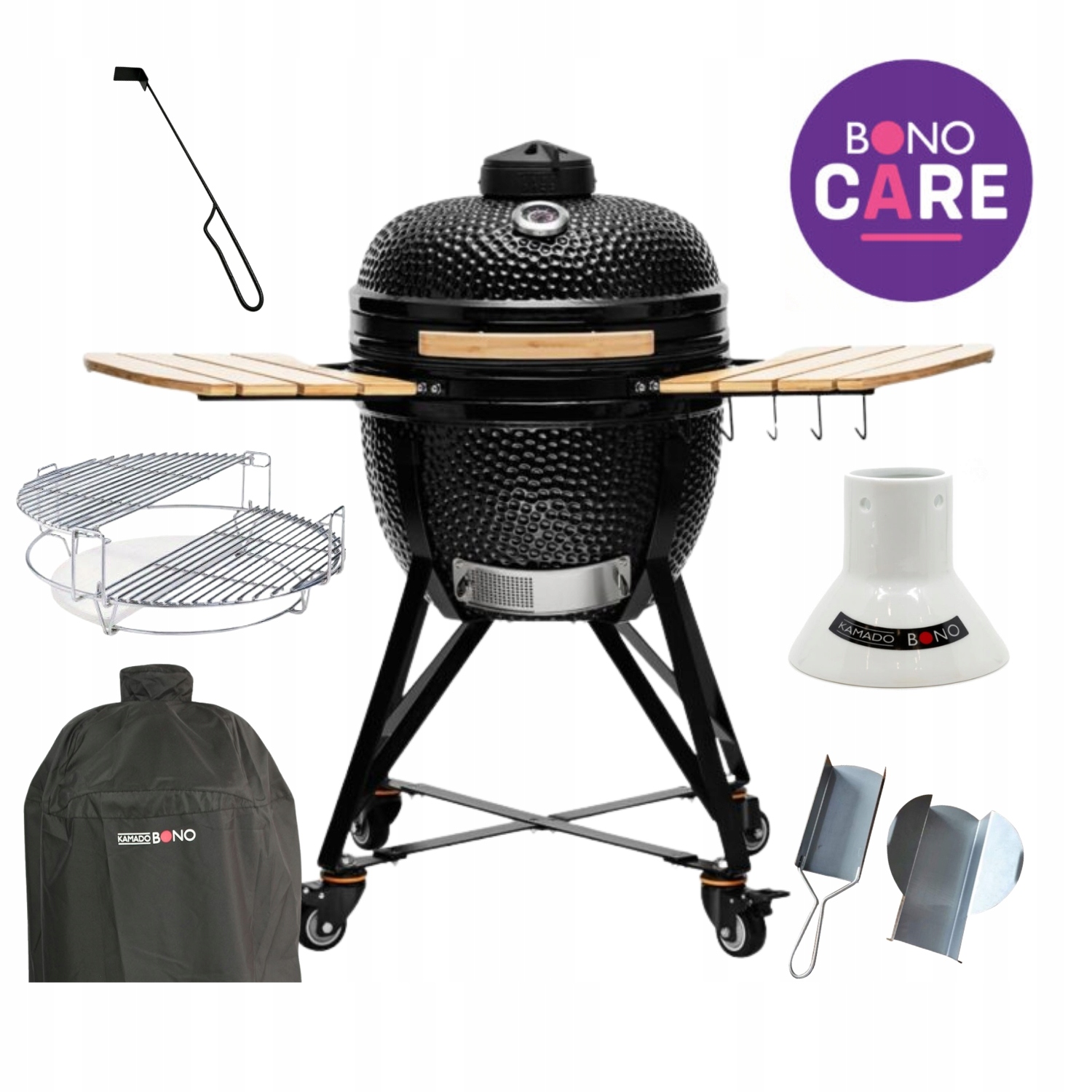 Grill węglowy Kamado Bono 52 cm Media czarny wędzarnia piec ceramiczny