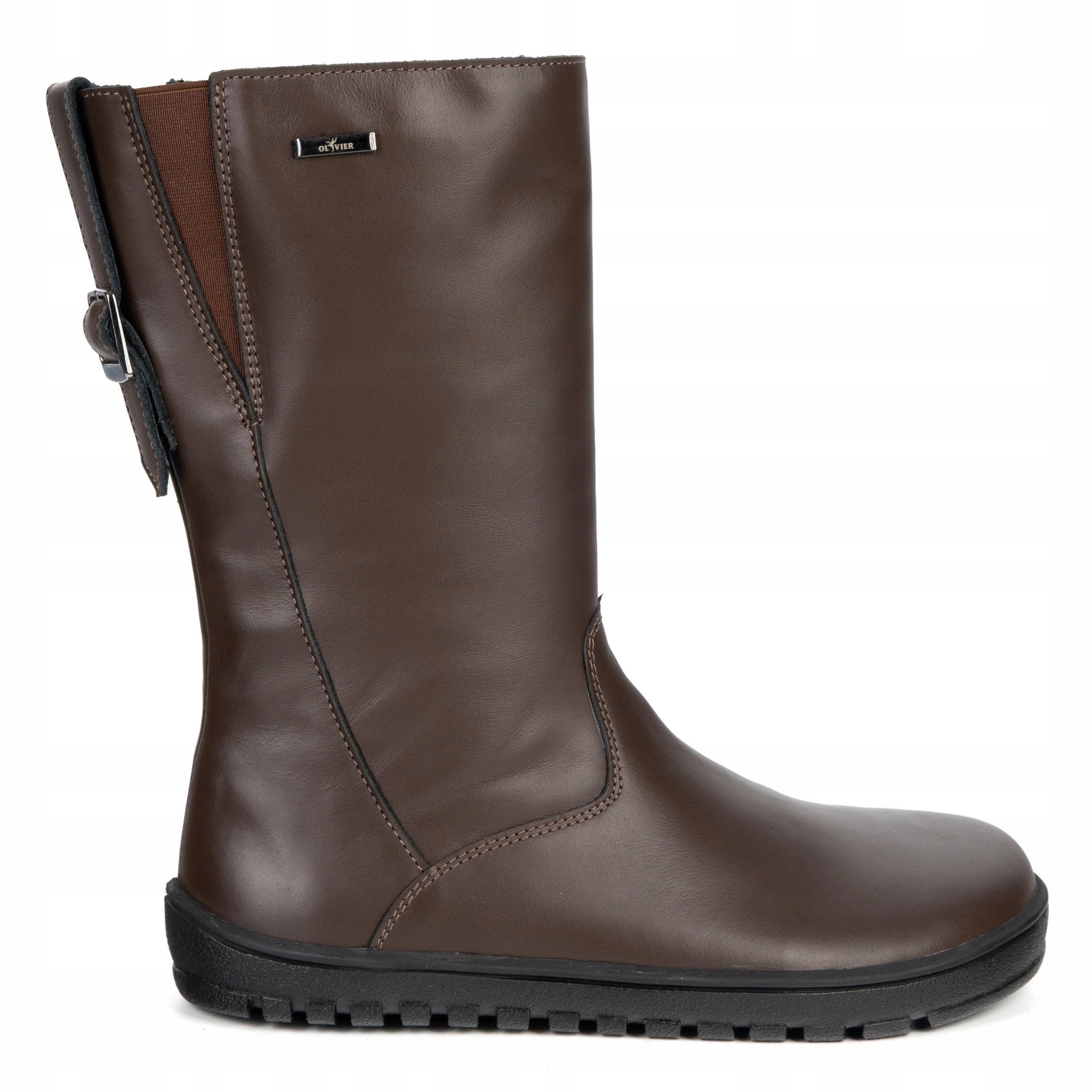 Dámské kozačky barefoot Vivian kožené do poloviny lýtka hnědé lícové 36