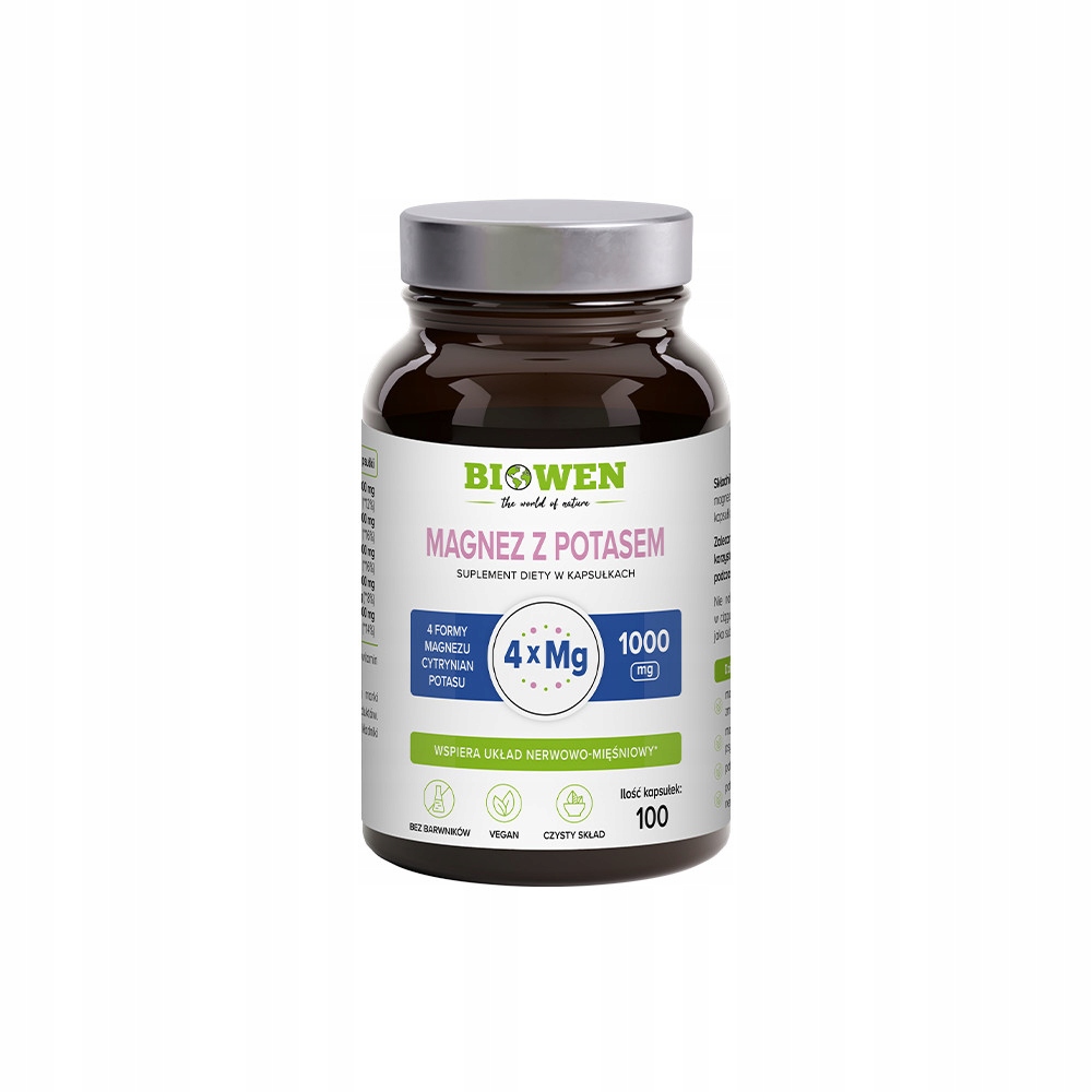 Magnez z potasem Biowen 1000 mg - 100 kaps