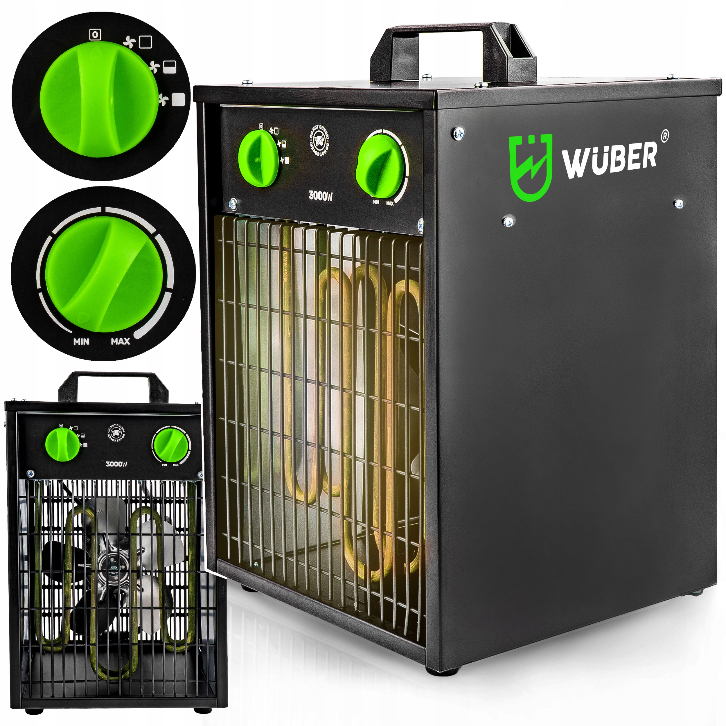 Elektrický Ohřívač 3 Kw, Výkonný Dmychadlo Farelka, Termostat, Radiátor 3000 W