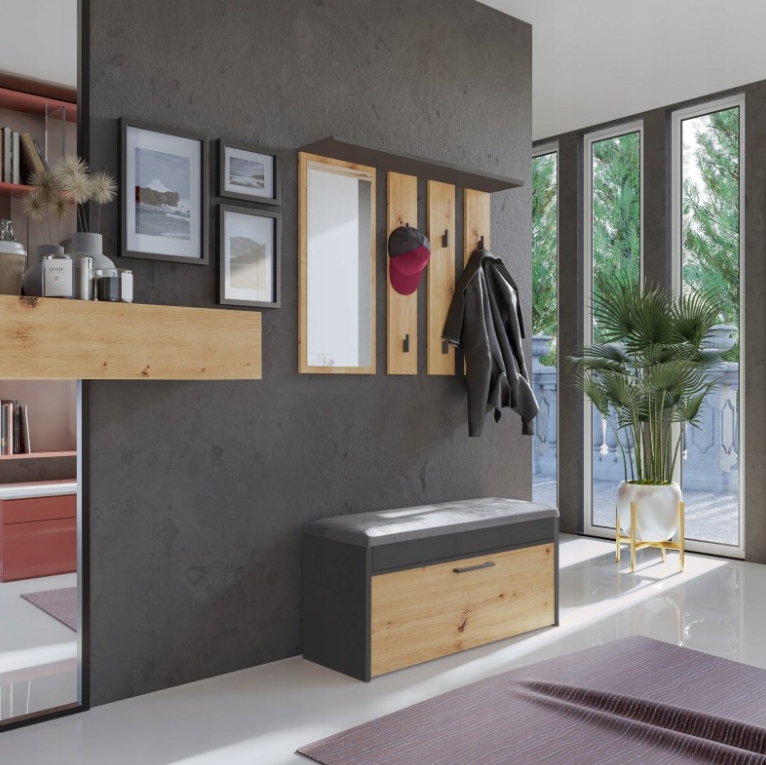 Nowoczesny Wieszak Do Przedpokoju 100 cm Biały PANAMA II TS - 4 Kolory Materiał płyta laminowana