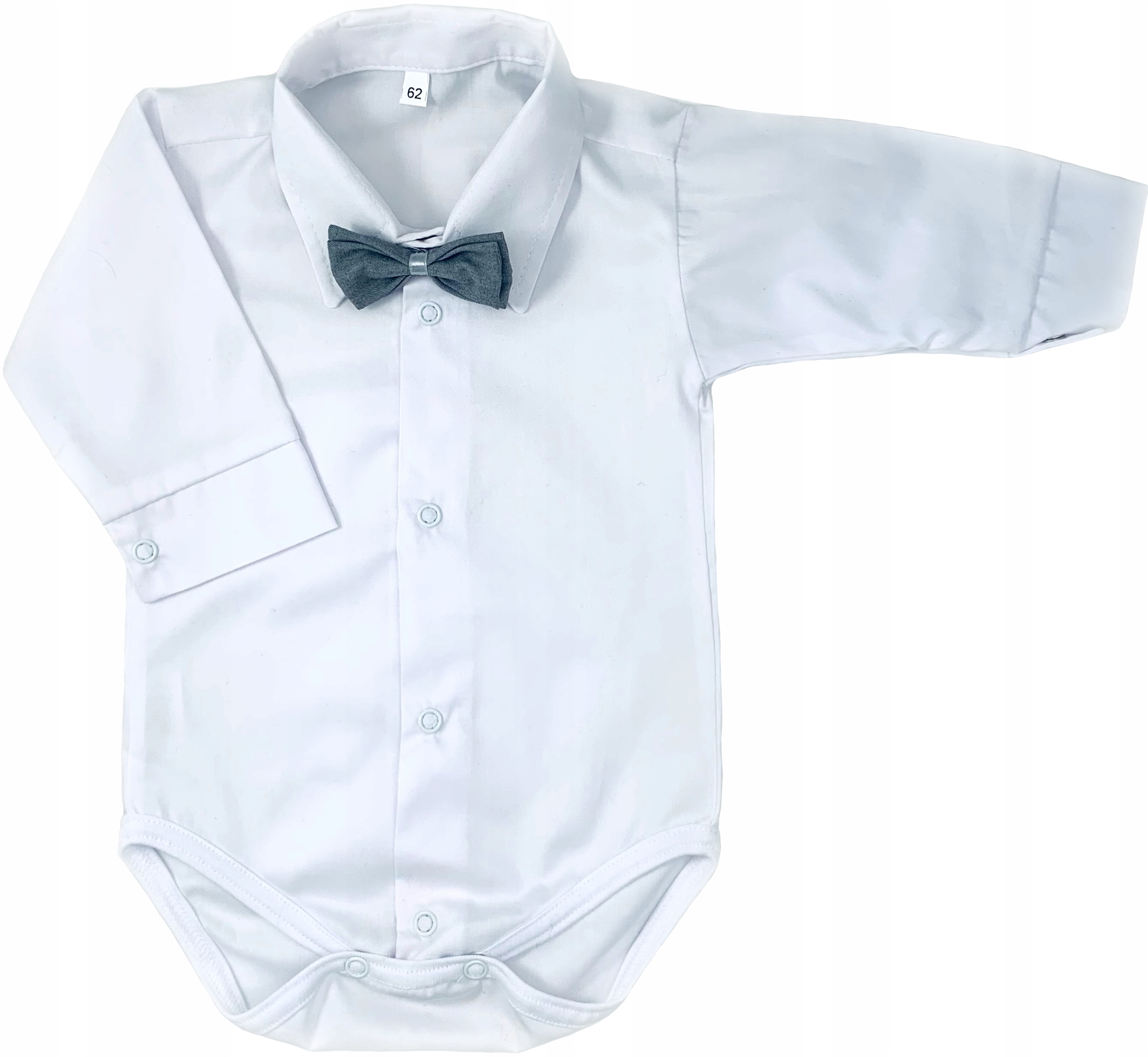 KOSZULOBODY + MUCHA białe wizytowe 98 cm koszula +24m