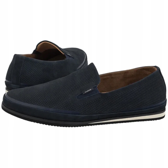 Pánské nazouvací polobotky Mokasíny Wojas Tmavě modré Nubuk 10113-26