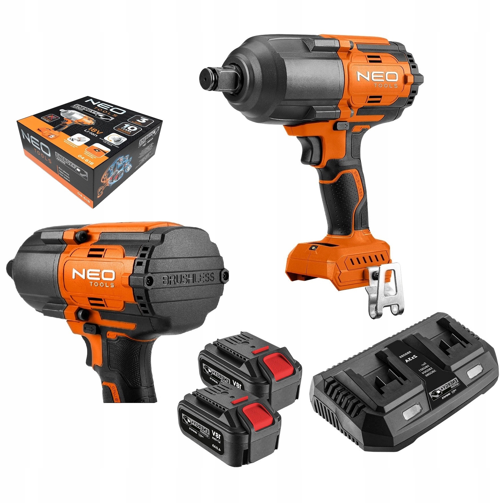 NEO Klucz udarowy akumulatorowy 1100Nm bezszczotkowy + 2 x AKU 4Ah Energy+