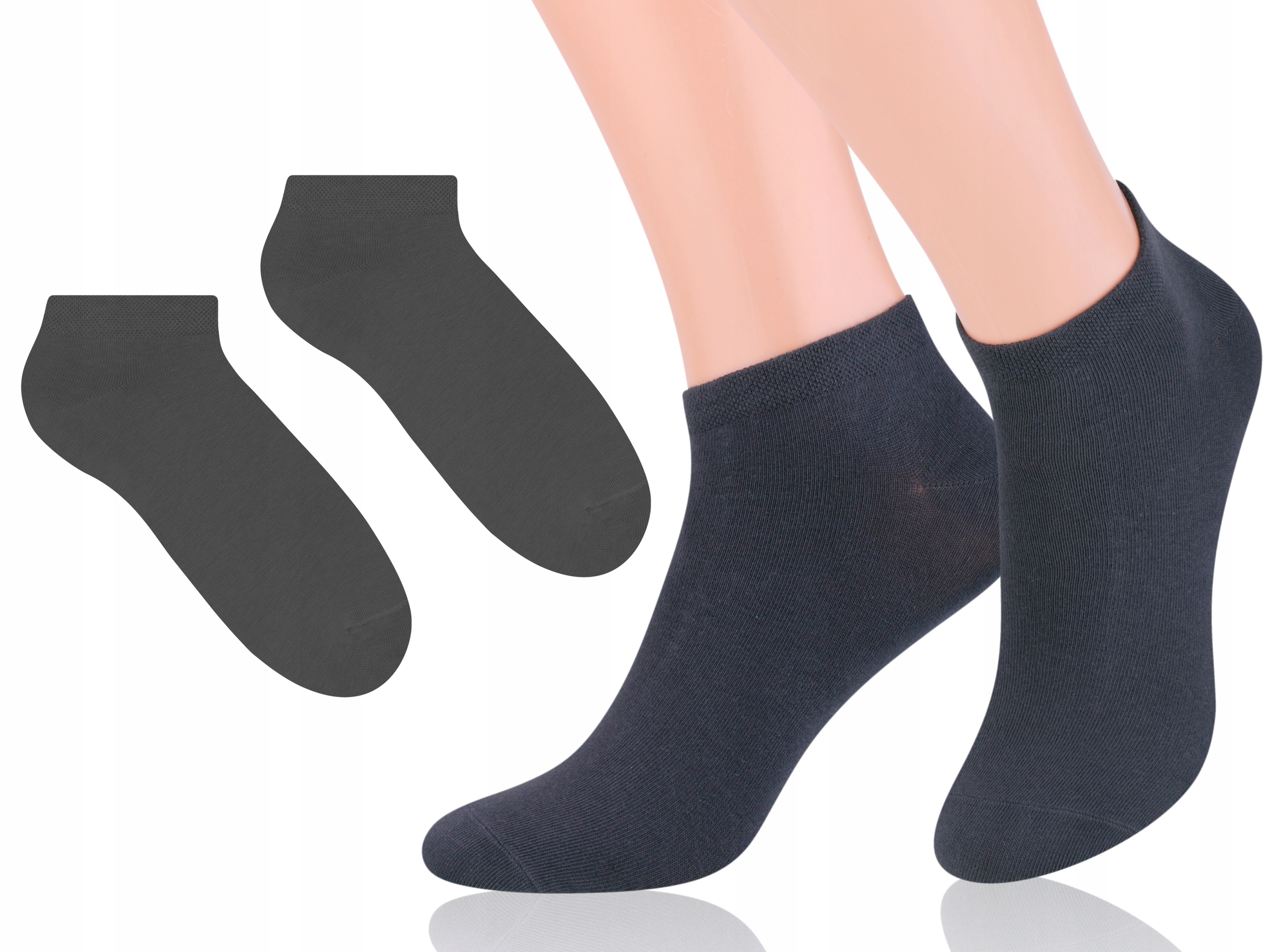 

Steven 045 Gładkie Stopki Bawełniane Grafit 41-43