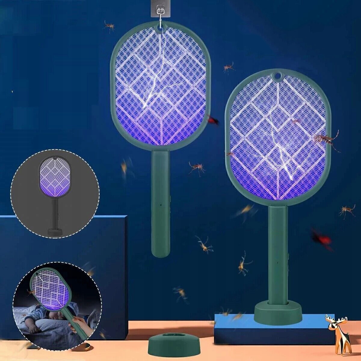 ELEKTRYCZNY SWATTER NA MUCHY, ŁAPACZ MUCH USB, ŚWIATŁO LED, DO DOMU, OGRODU Stan opakowania oryginalne