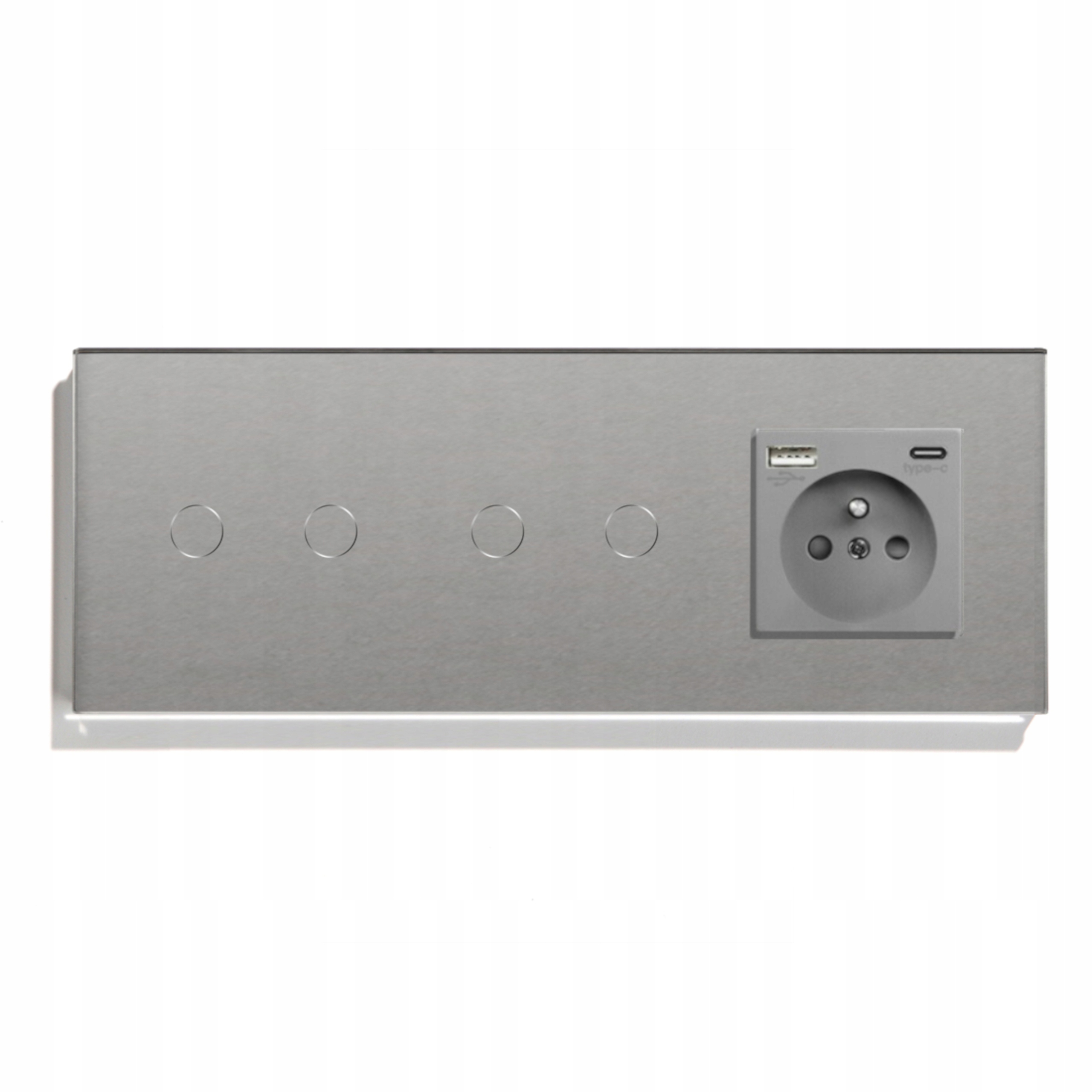 Čtyřnásobný Dotykový Spínač 2+2 Zásuvka Usb-c Qc 20W Quick Charge Sklo