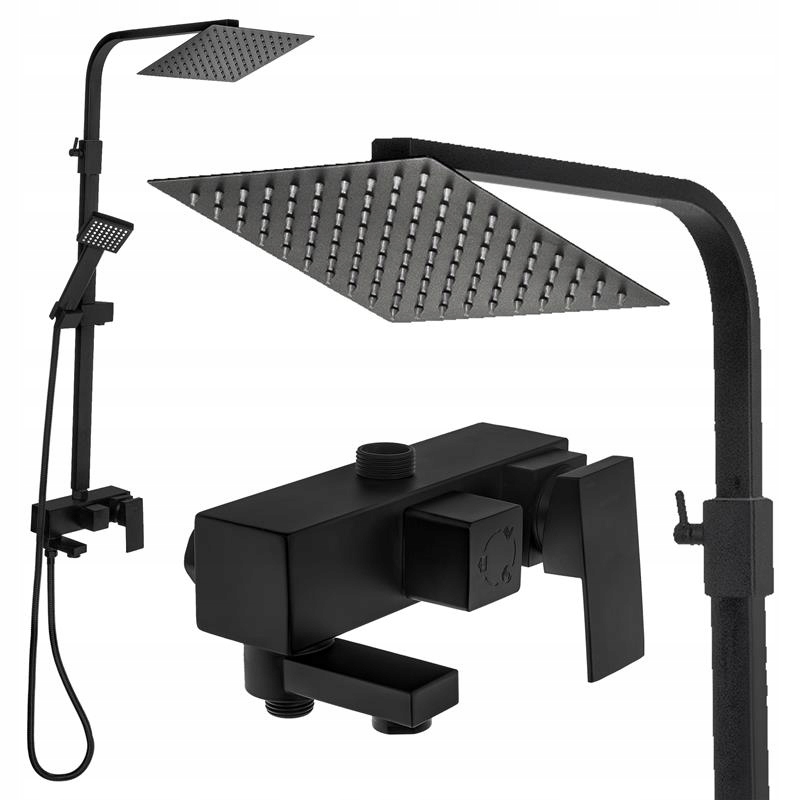 Sprchová batéria Čierna Matná Sprchový set Dažďová sprcha 20 x 20 cm