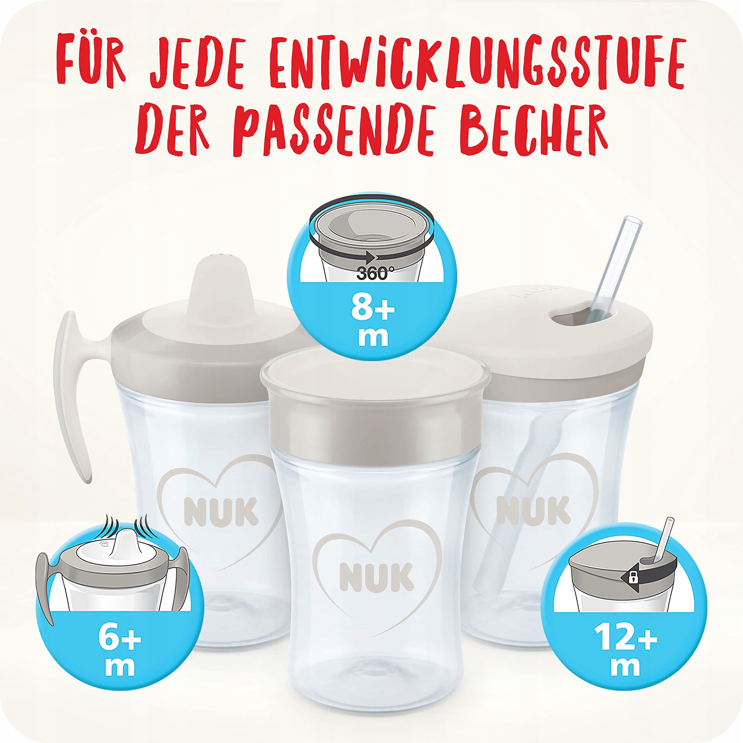 NUK Kubek Treningowy Dla Dzieci 8+ Miesięcy 230ml Bezpieczny 360° BPA Free — miniatura 6