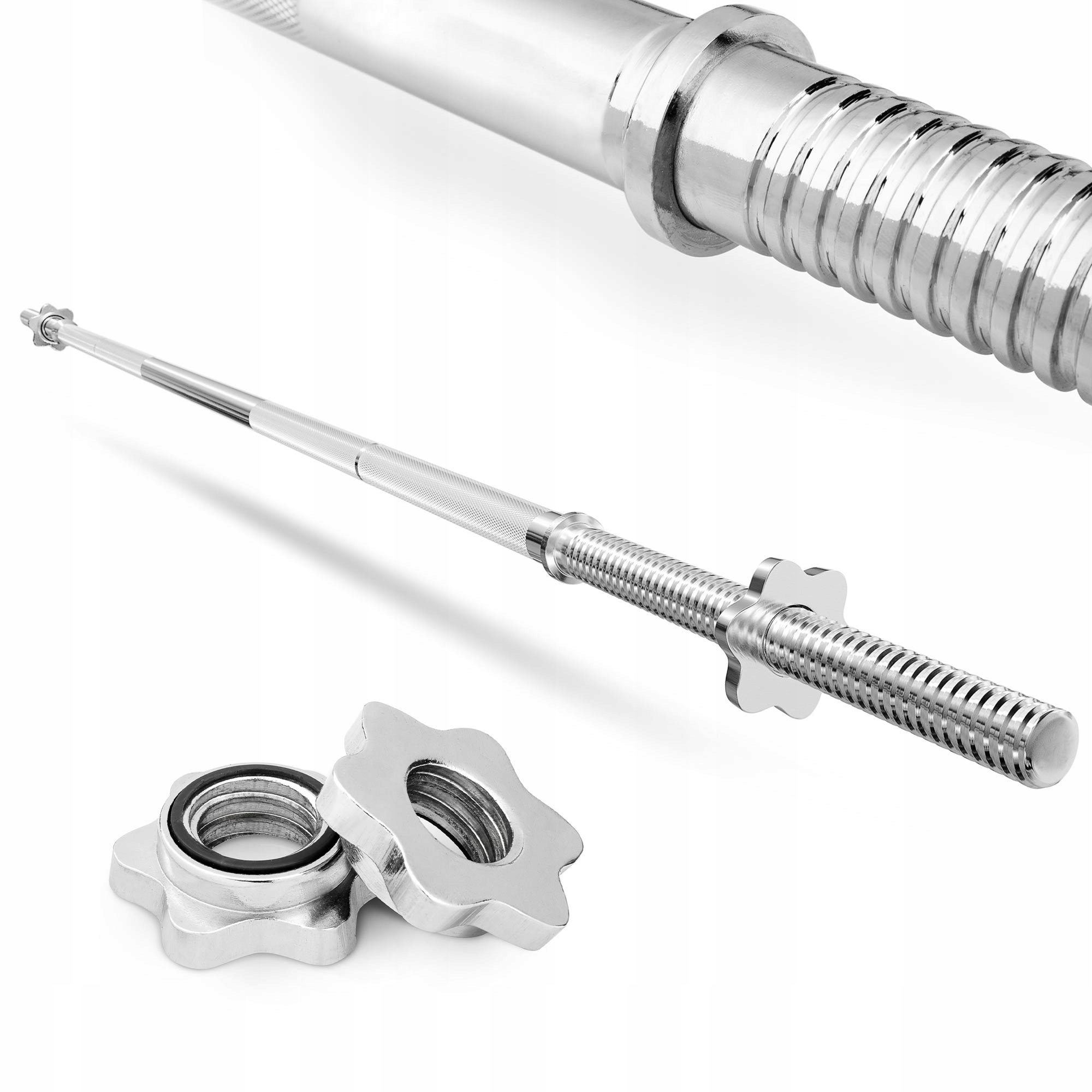 Gryf stalowy pełny odlew prosty 218cm 30mm chromowany sztanga śrubowy