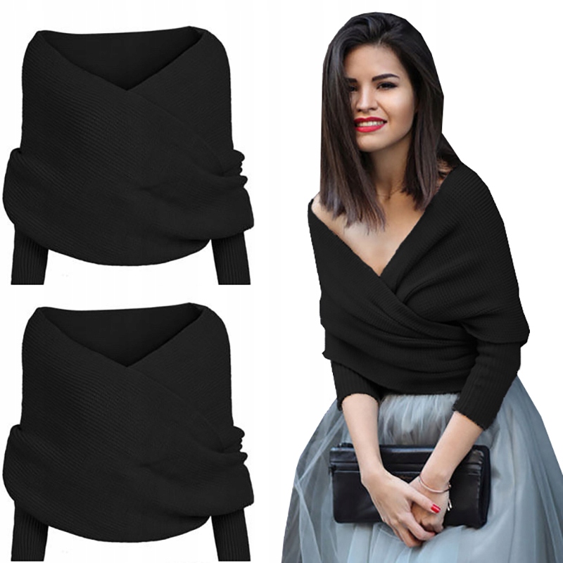 CIEPŁY SWETER SZAL Z RĘKAWAMI NARZUTKA KOLORY Kod producenta P115