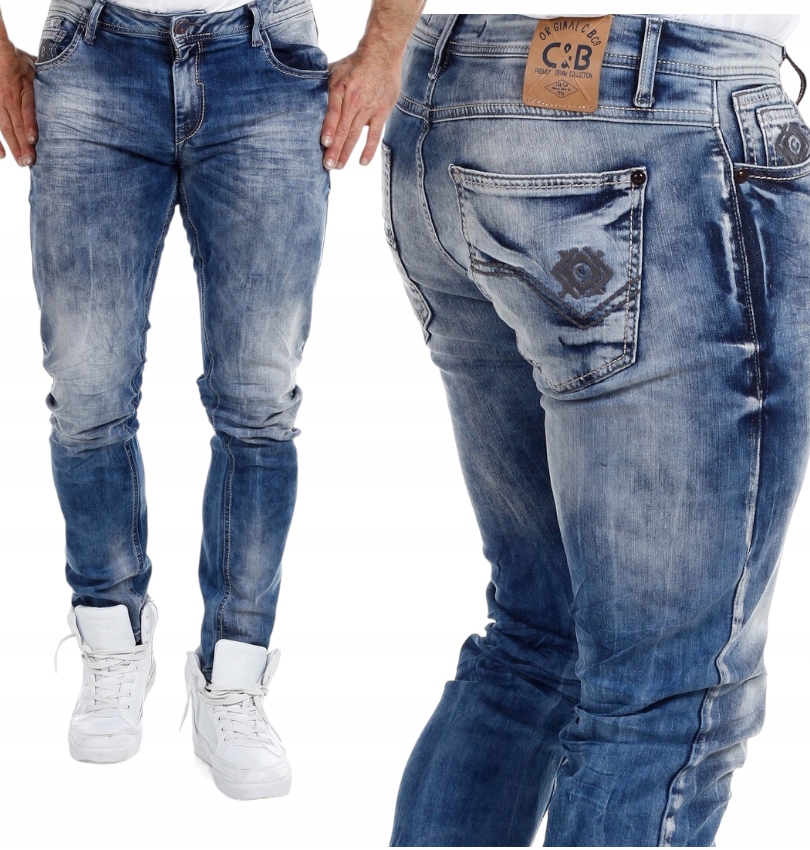 Džíny, Kalhoty Cipo Baxx, Přetíratelné, Elastické, Modré