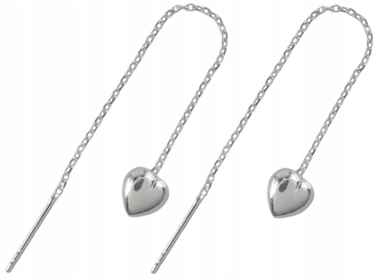VERSIL kolczyki przeciągane serca serce SREBRO 925 Rodzaj zapięcia sztyft